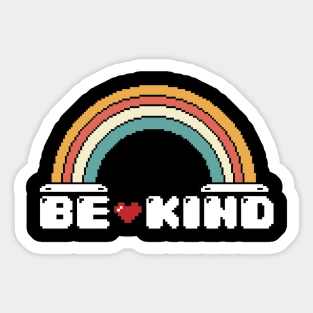 Be Kind Vintage Rainbow Peace Hippie Pixel Retro Style for Gamers heart Sticker